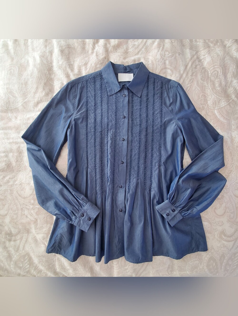 Merlette Blue Button-Front Blouse - Picture 3 of 6